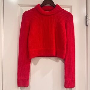 Urban Outfitters UNIF Red Chunky Cropped Fuzzy Sweater Women Size Medium